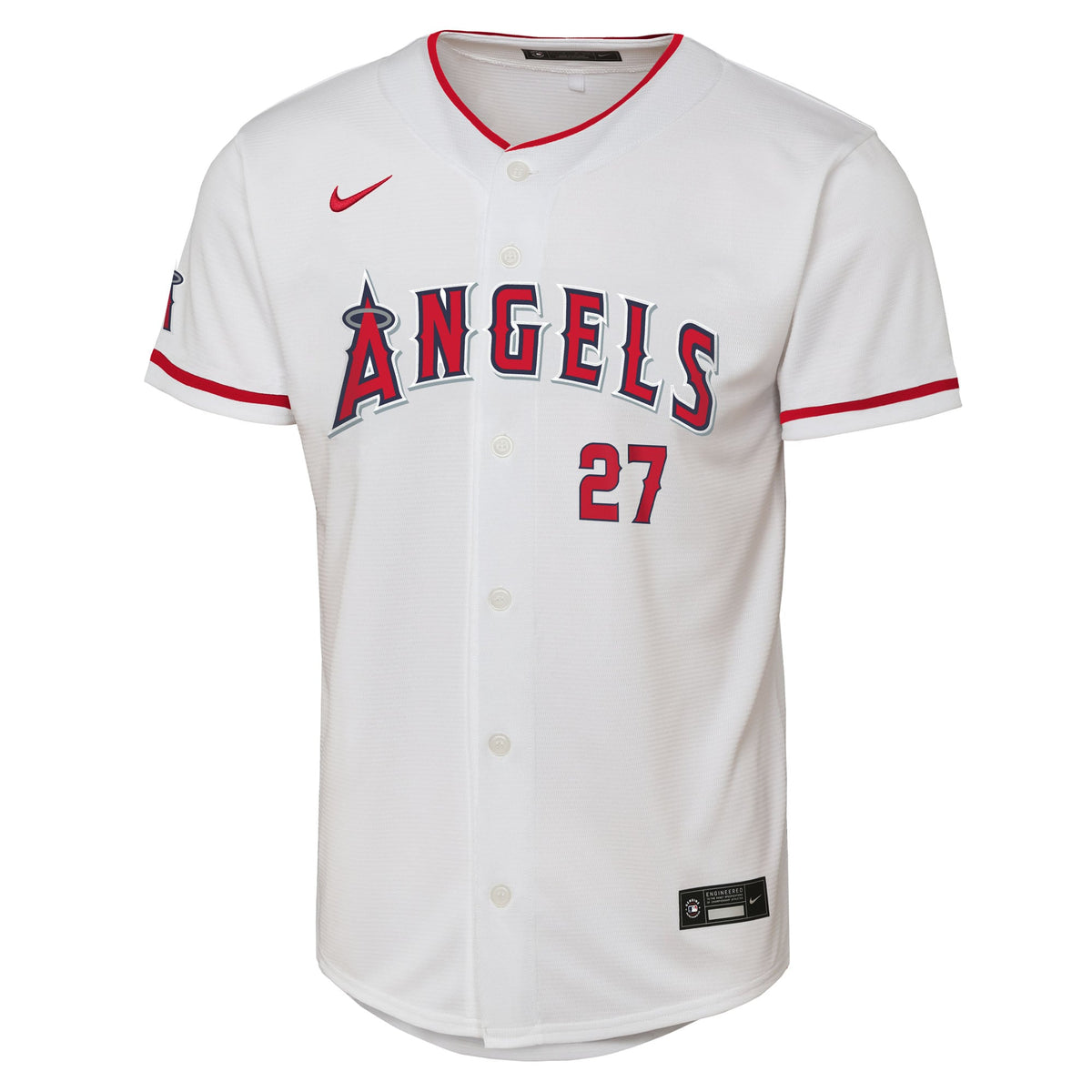 Youth Los Angeles Angels Mike Trout Nike White Home Stadium Player Jersey - 3