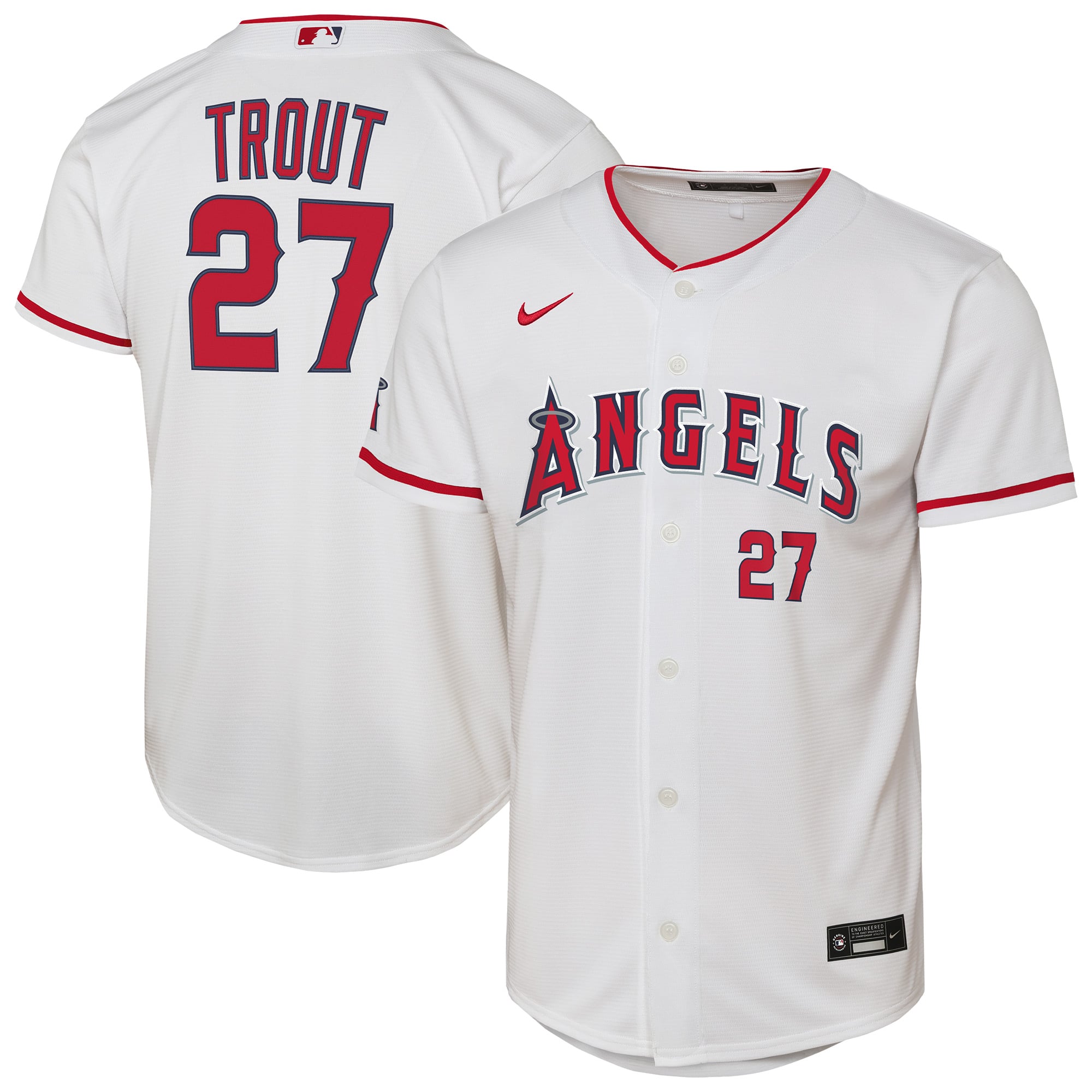 Youth Los Angeles Angels Mike Trout Nike White Home Stadium Player Jersey