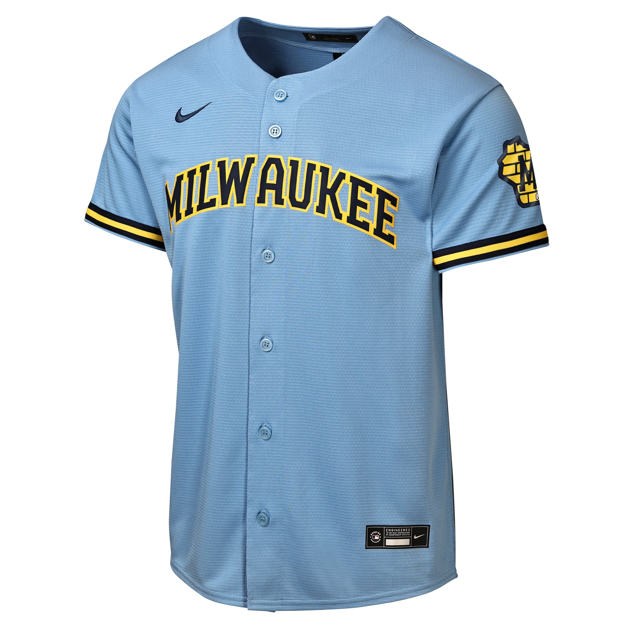 Youth Milwaukee Brewers Nike Powder Blue Road Stadium Jersey - 3