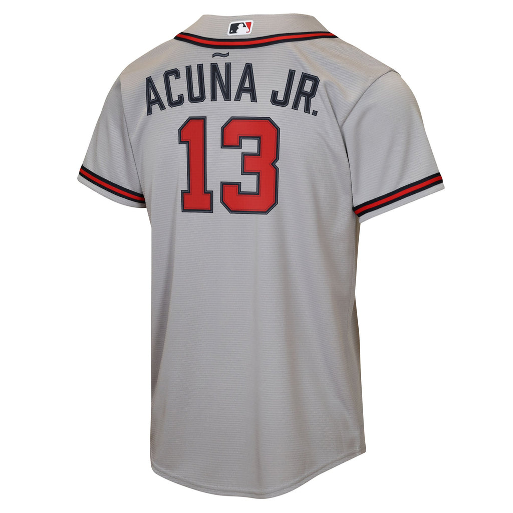 Youth Atlanta Braves Ronald Acuña Jr. Nike Gray Road Replica Jersey - 4