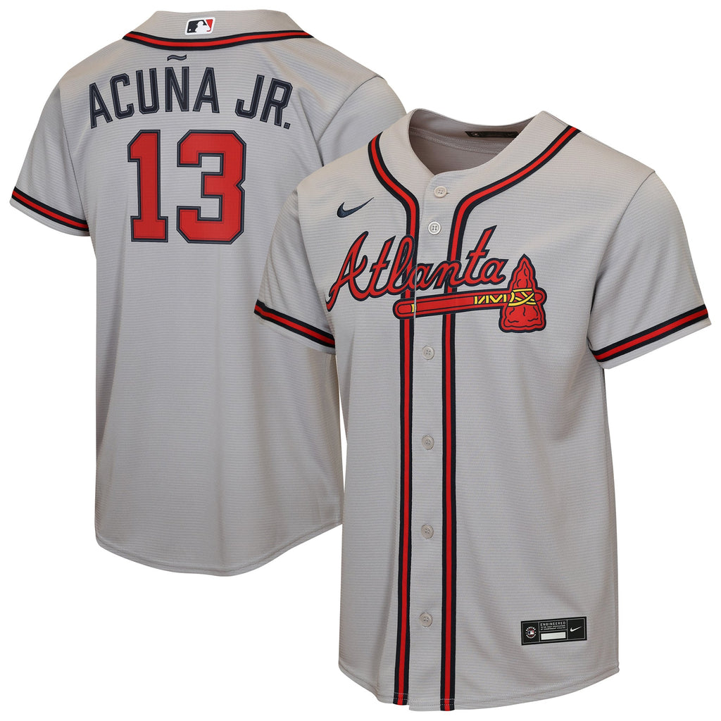 Youth Atlanta Braves Ronald Acuña Jr. Nike Gray Road Replica Jersey