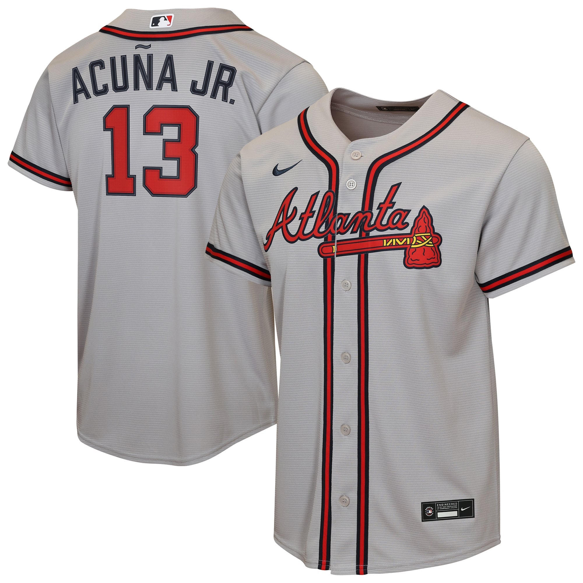 Youth Atlanta Braves Ronald Acuña Jr. Nike Gray Road Replica Jersey