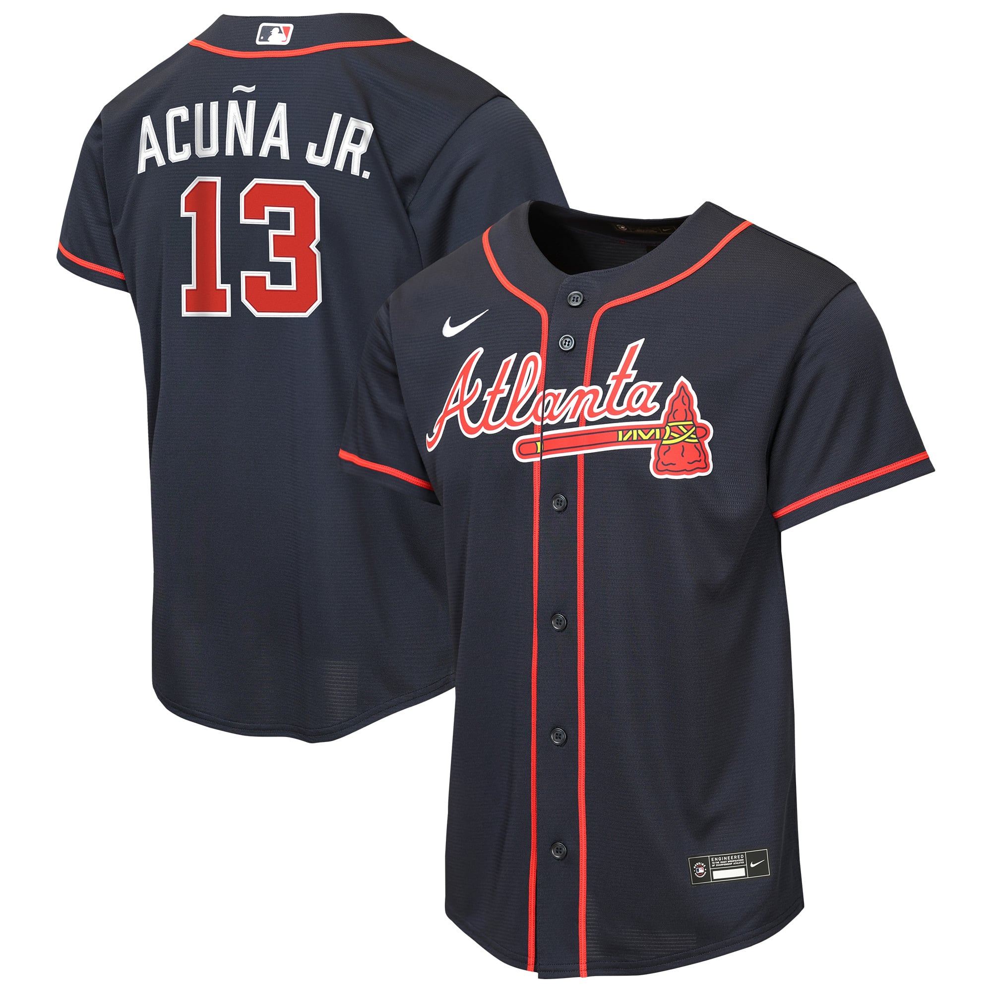 Youth Atlanta Braves Ronald Acuña Jr. Nike Navy Alternate Replica Jersey - 2