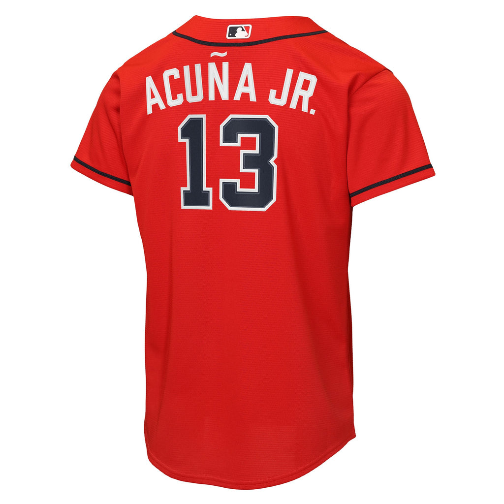 Youth Atlanta Braves Ronald Acuña Jr. Nike Red Alternate 2 Replica Jersey - 4