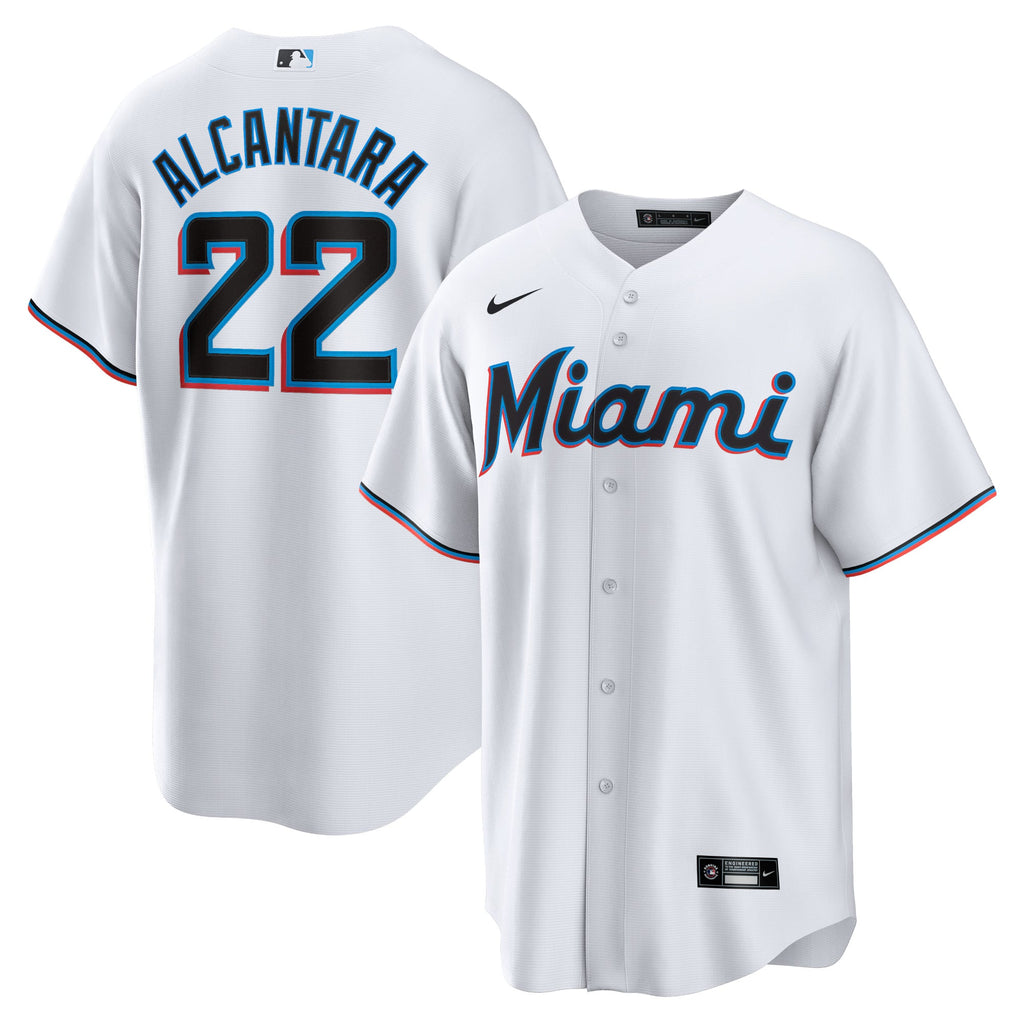 Youth Miami Marlins Sandy Alcantara Nike White Home Replica Jersey