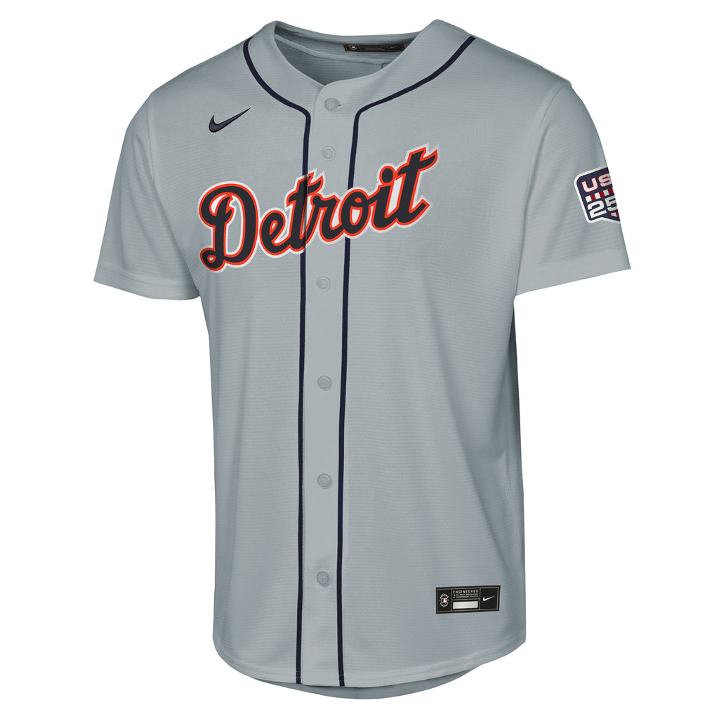Youth Detroit Tigers Tarik Skubal Nike Gray USA 250 Fourth of July Road Replica Jersey - 3