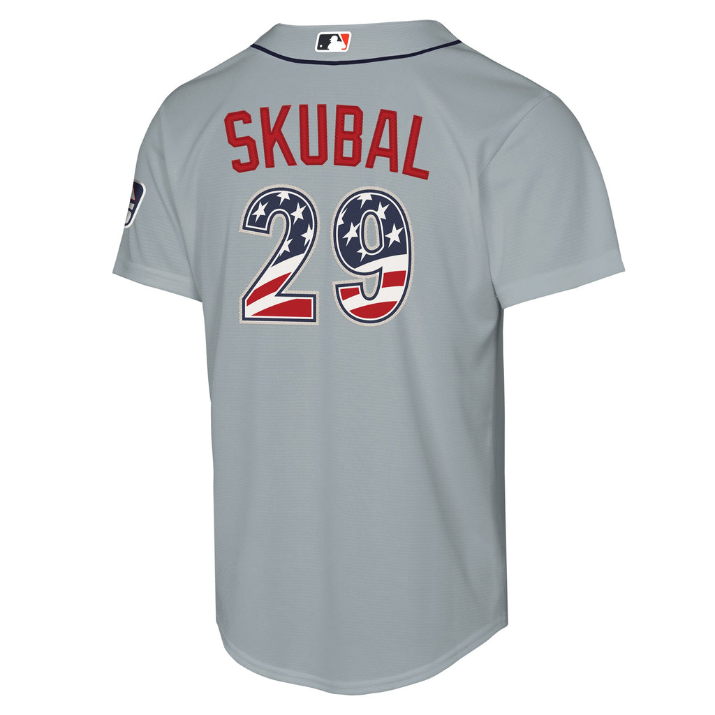 Youth Detroit Tigers Tarik Skubal Nike Gray USA 250 Fourth of July Road Replica Jersey - 4