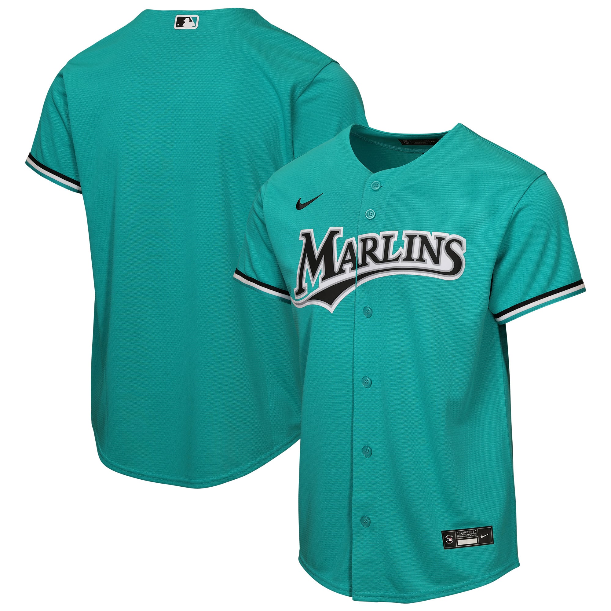 Youth Miami Marlins Nike Teal Alternate Replica Jersey - 2