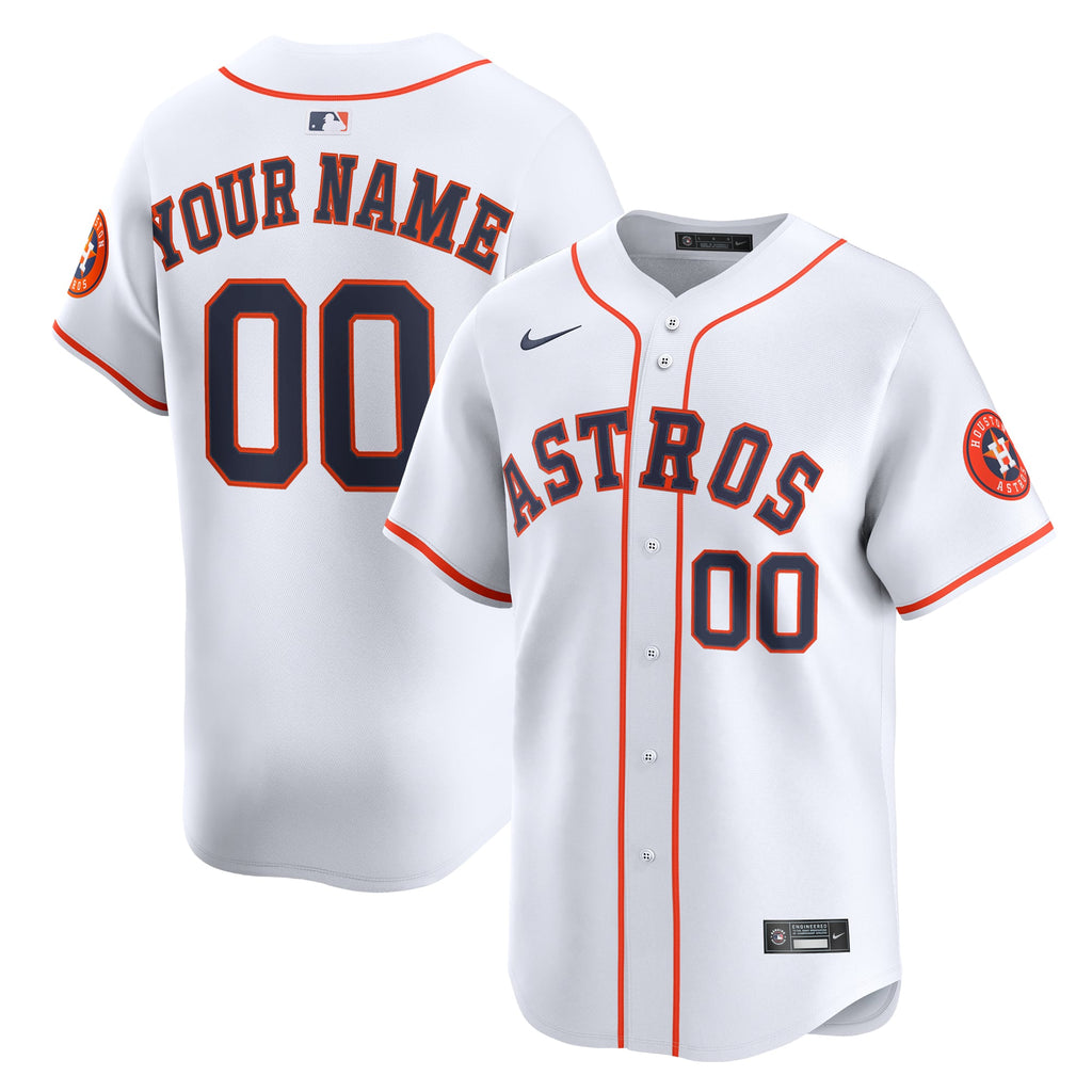 Youth Houston Astros Nike White Home Custom Limited Jersey - 2