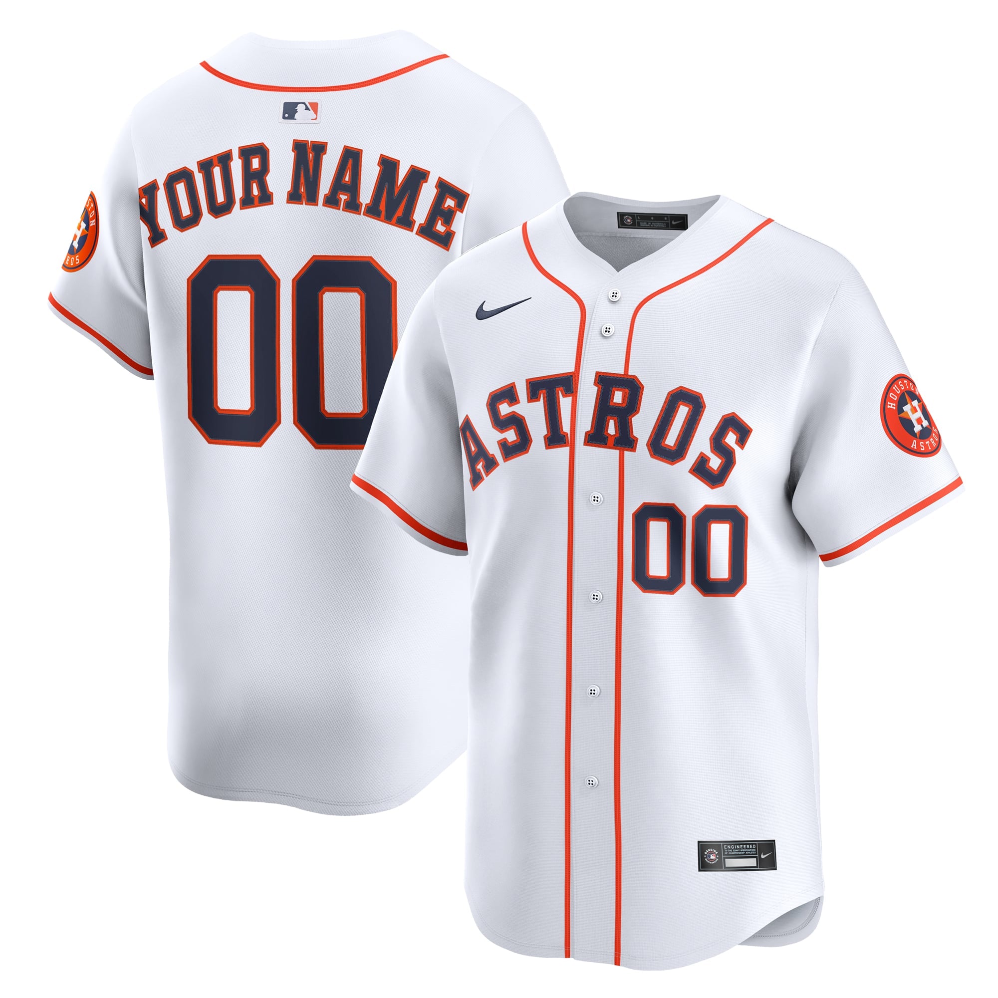 Youth Houston Astros Nike White Home Custom Limited Jersey - 2