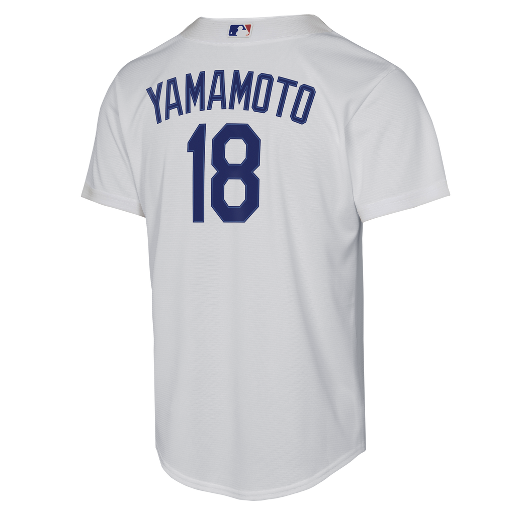 Youth Los Angeles Dodgers Yoshinobu Yamamoto Nike White Home Baseline Jersey - 4
