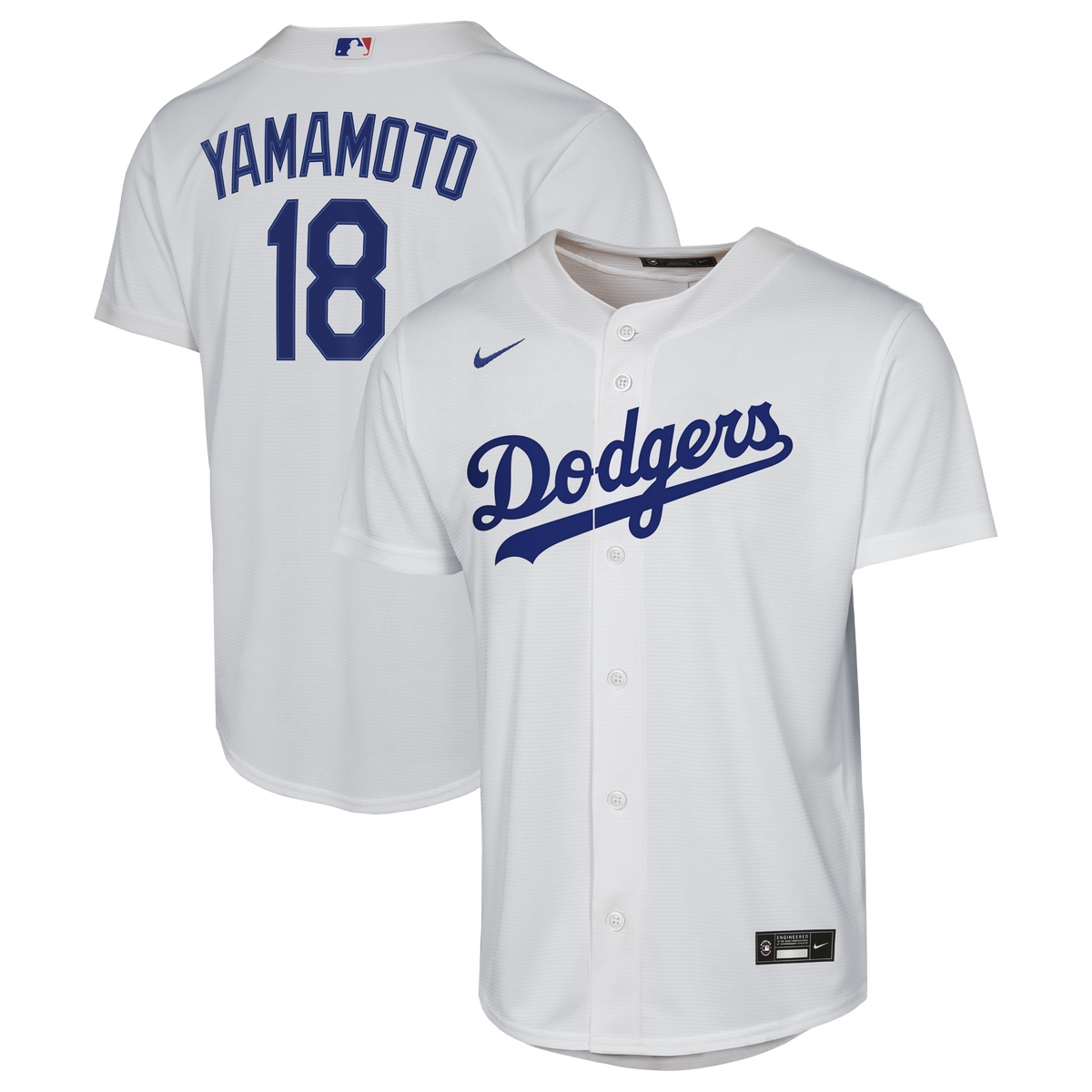 Youth Los Angeles Dodgers Yoshinobu Yamamoto Nike White Home Baseline Jersey